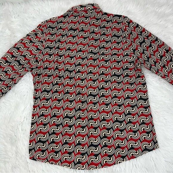 Kenneth Cole NY Men’s Black Red GEO Retro Button Down Long Sleeve Shirt L/C40 - Picture 4 of 8